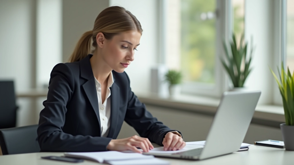 Person am Laptop arbeitet an Finanzplan mit Notizbuch und Taschenrechner